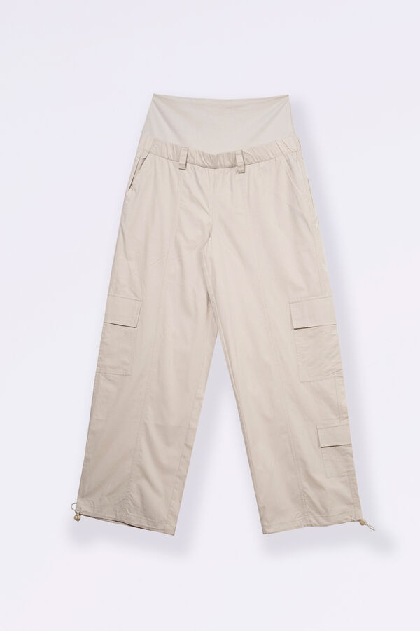 Ohma! Calças pré-mamã parachute bege