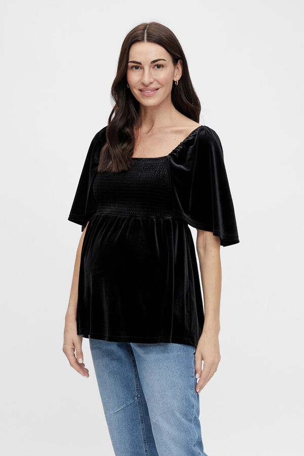Womensecret Camiseta top terciopelo maternity negro