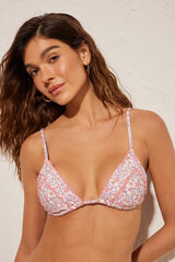 Women'secret Top bikini tri&aacute;ngulo estampado flores blanco