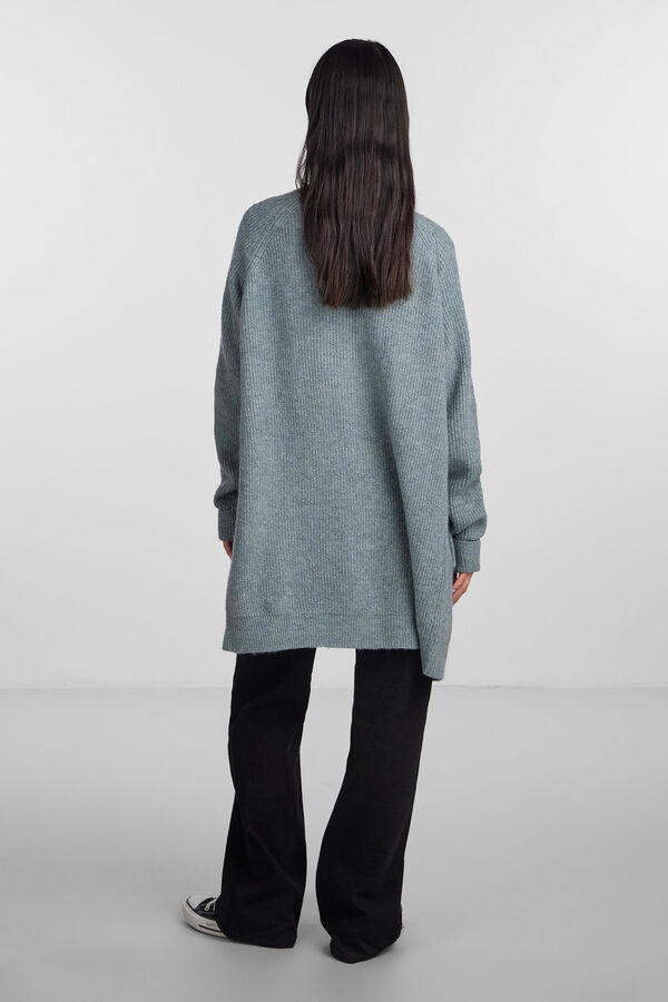 Pieces Cardigan aberto de malha cinzento