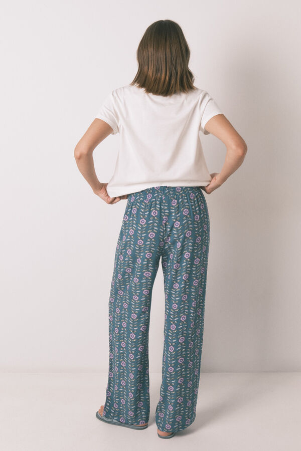 Women'secret Pantal&oacute;n largo viscosa print flores verde
