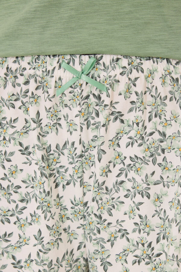 Women'secret Pijama corto 100% algodón verde verde