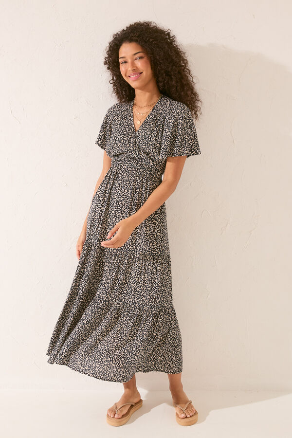 Women'secret Vestido largo lazo cintura negro