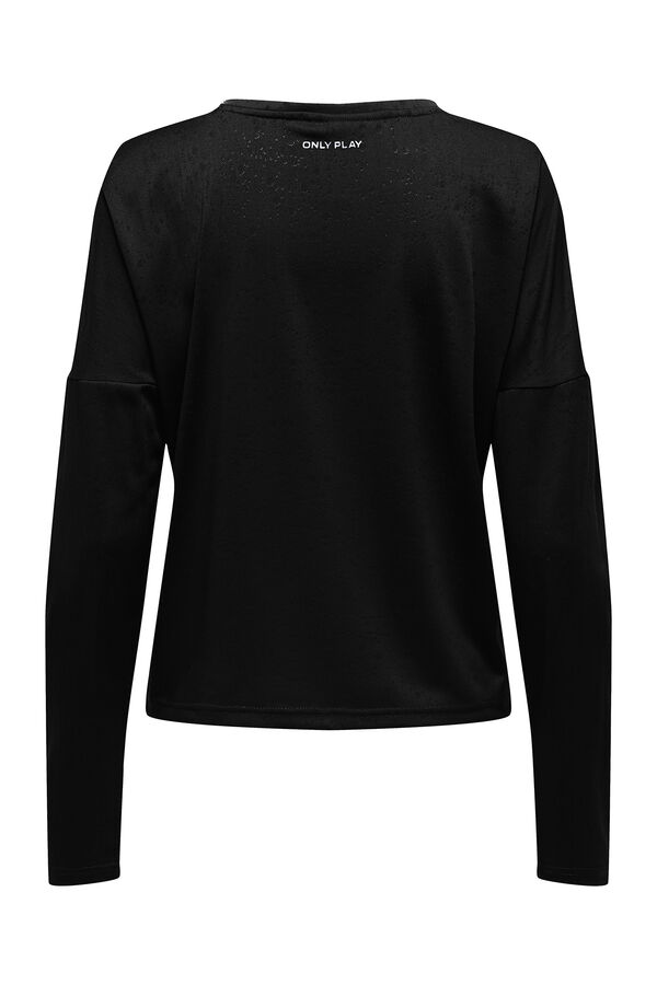 Only Play T-shirt de manga comprida com gola redonda e tecido com efeito água. preto