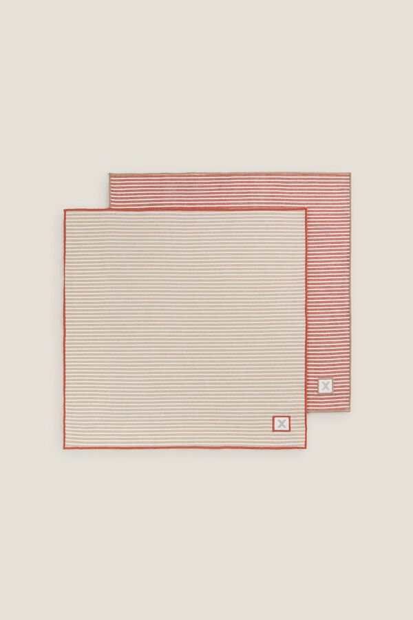 Textura Set 2 servilletas algod&oacute;n rayas nude
