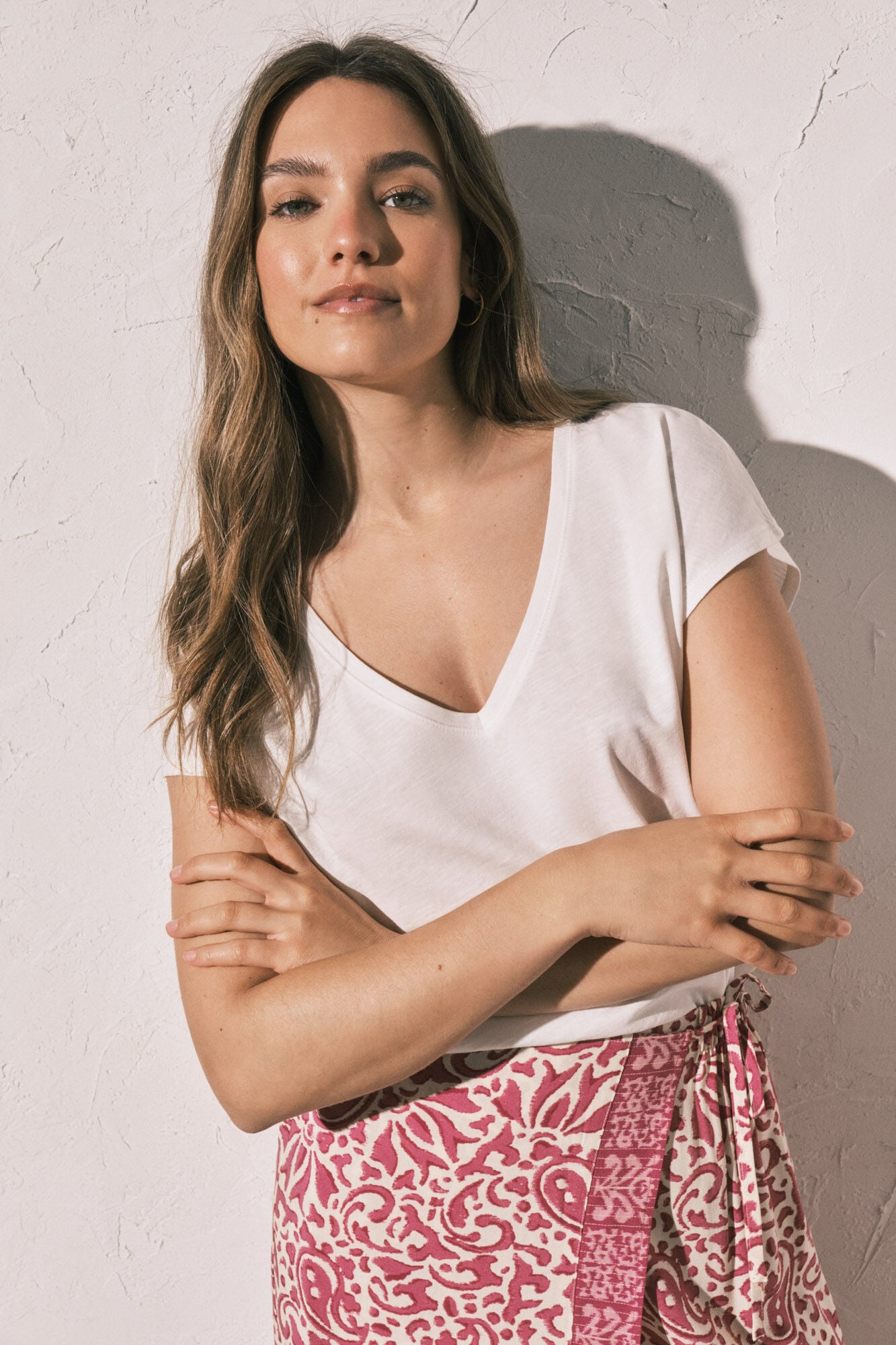 Women'secret T-shirt em algod&atilde;o com franzido branco