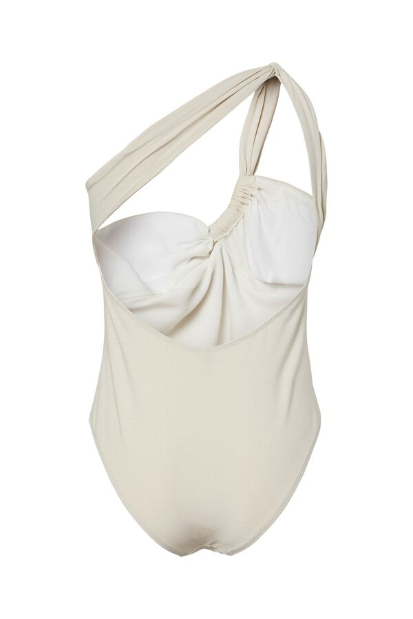 Pieces Fato de banho em nylon brilhante de um ombro branco