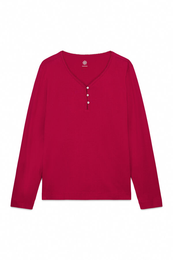 Women'secret Camiseta manga larga 100% algod&oacute;n rojo rojo