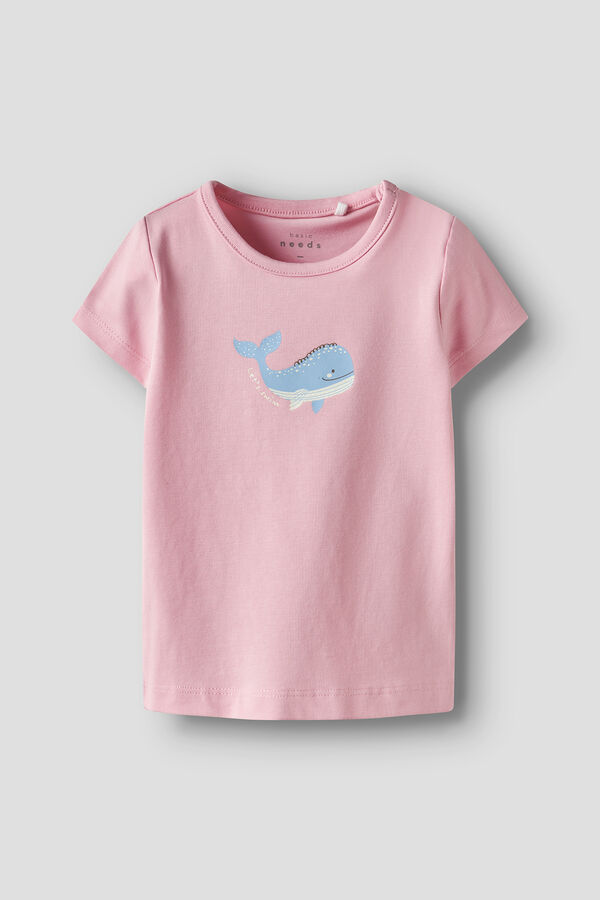 Name it Camiseta manga curta de algod&atilde;o org&acirc;nico rosa