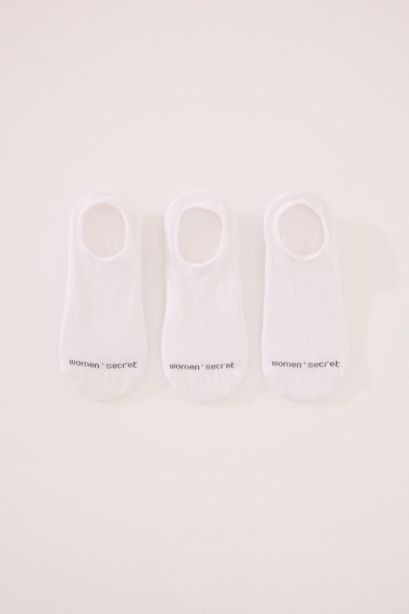 Women'secret Pack 3 pares meias invis&iacute;veis algod&atilde;o branco