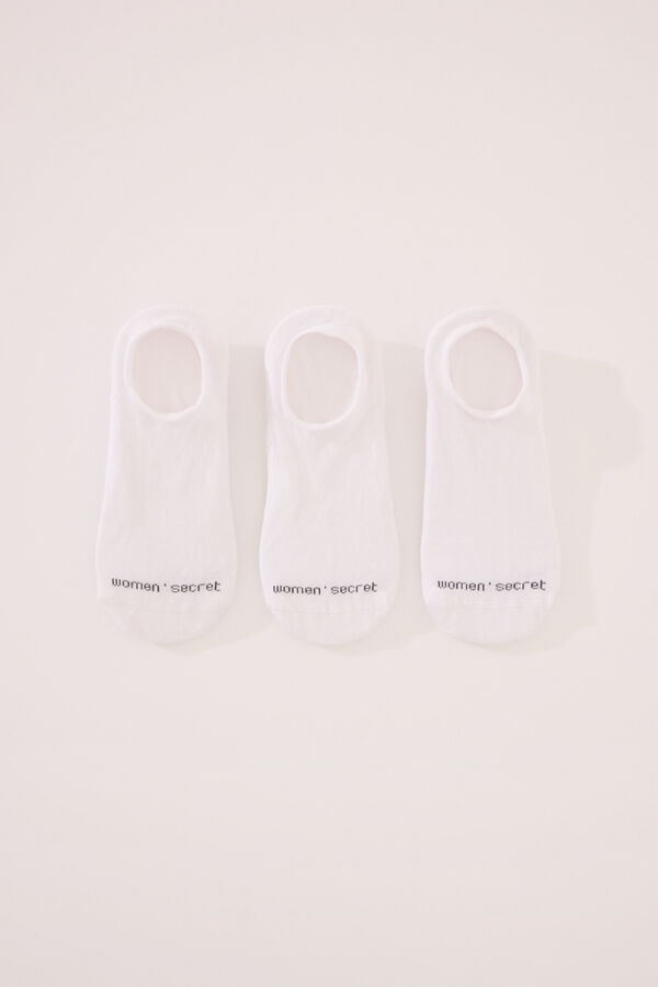 Women'secret Pack 3 pares meias invis&iacute;veis algod&atilde;o branco branco