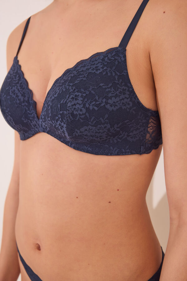 Women'secret Soutien triangular de renda azul escuro CHARMING azul