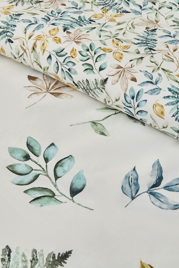 Textura Folhas de capa de edred&atilde;o de algod&atilde;o no galho verde