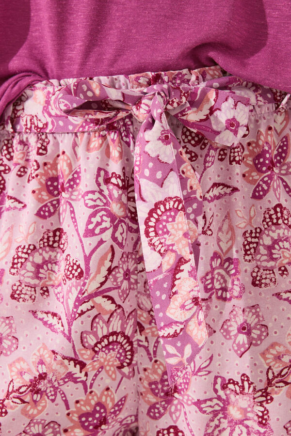 Women'secret Calça comprida de viscose estampado rosa rosa