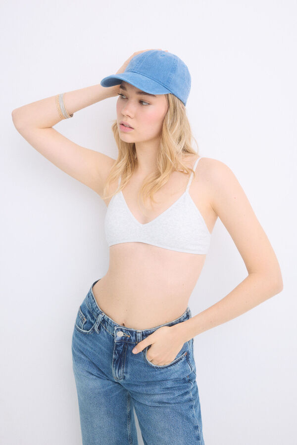 HI&BYE Sutiã triangular cinza sem costuras com copas removíveis cinzento