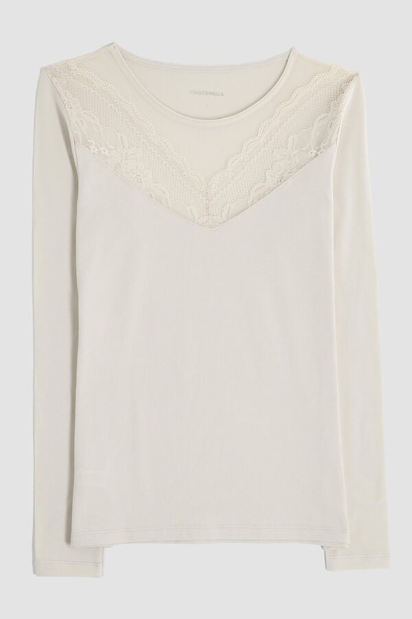Cotonella Camiseta Manga Larga Cuello Redondo beige