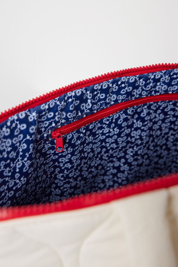 Women'secret Bolso blanco nylon acolchado marfil