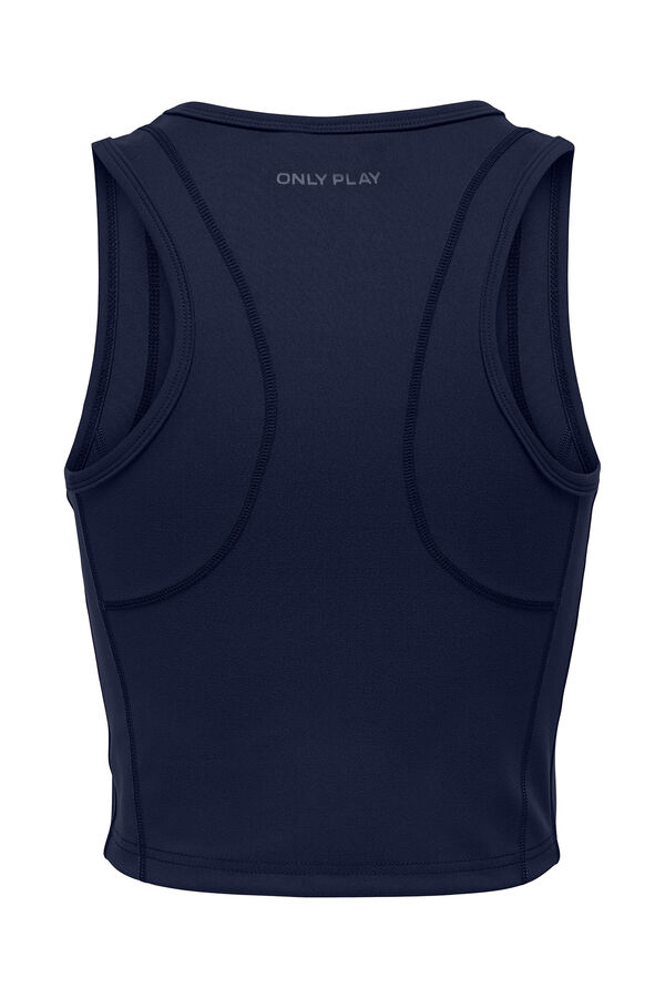 Only Play Top curto mangas azul marinho azul