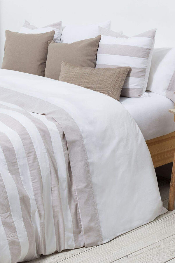 Textura S&aacute;bana algod&oacute;n percal combinaci&oacute;n tejidos. Cama 180-200cm. blanco