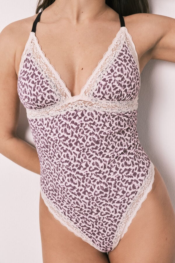 Women'secret Body tanga em microfibra estampado animal print cru