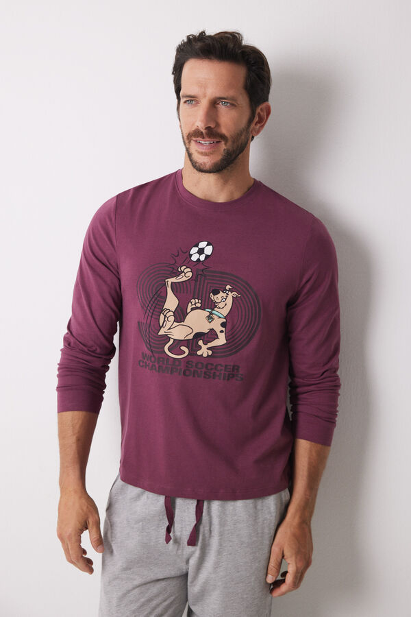 Women'secret Pijama largo hombre 100% algod&oacute;n Scooby Doo morado/lila