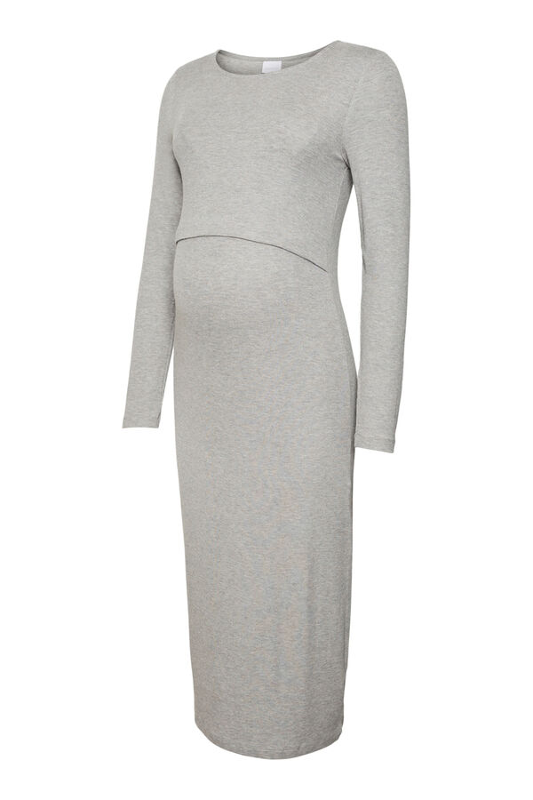 Mamalicious Vestido midi de manga comprida para maternity e amamenta&ccedil;&atilde;o  cinzento