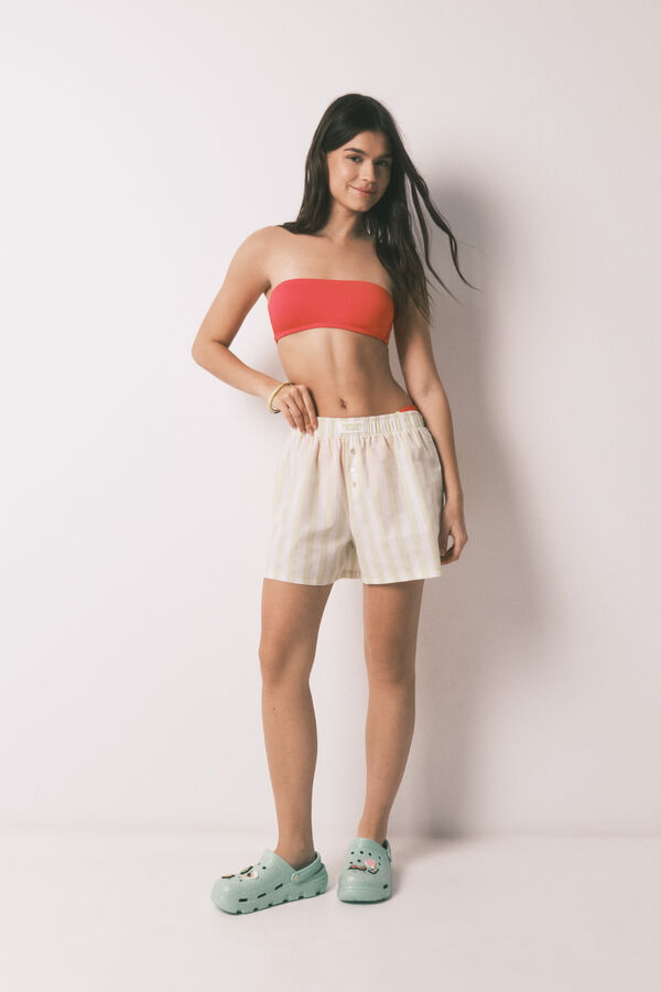 HI&BYE Top biqu&iacute;ni bandeau liso vermelho vermelho