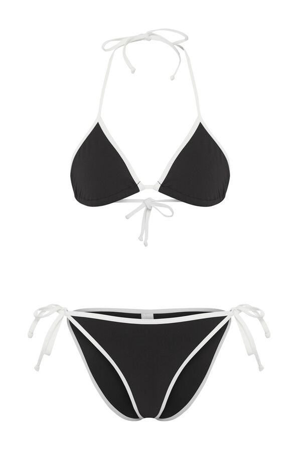 Trendyol Conjunto de biqu&iacute;ni triangular B&W preto