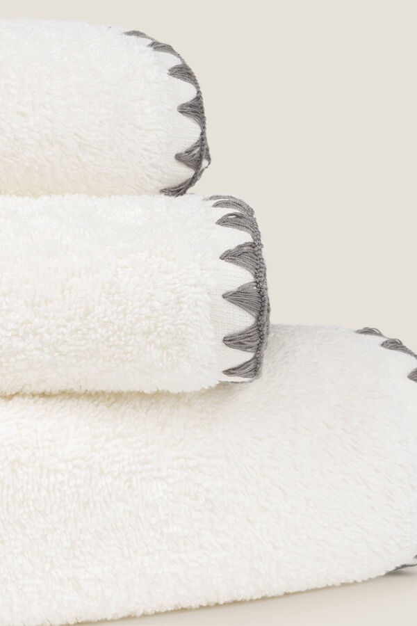 Textura Toalla lavabo pespunte decorativo algod&oacute;n 50x90cm. blanco