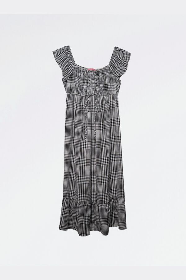 Ohma! Vestido vichy con smock en el pecho blanco