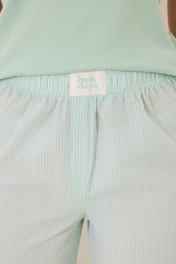 Women'secret Pijama de algodão verde manga curta verde