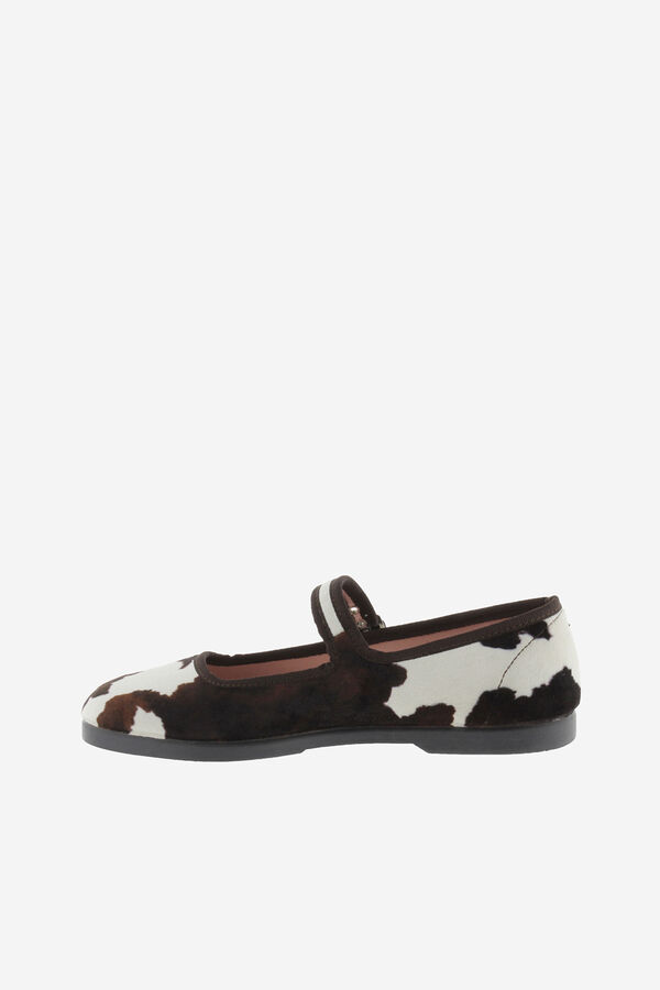 Victoria Bailarinas de terciopelo animal print blanco