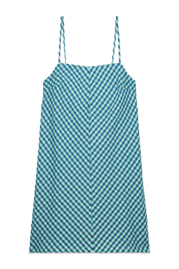 Women'secret Vestido corto tirantes cuadros vichy verde estampado