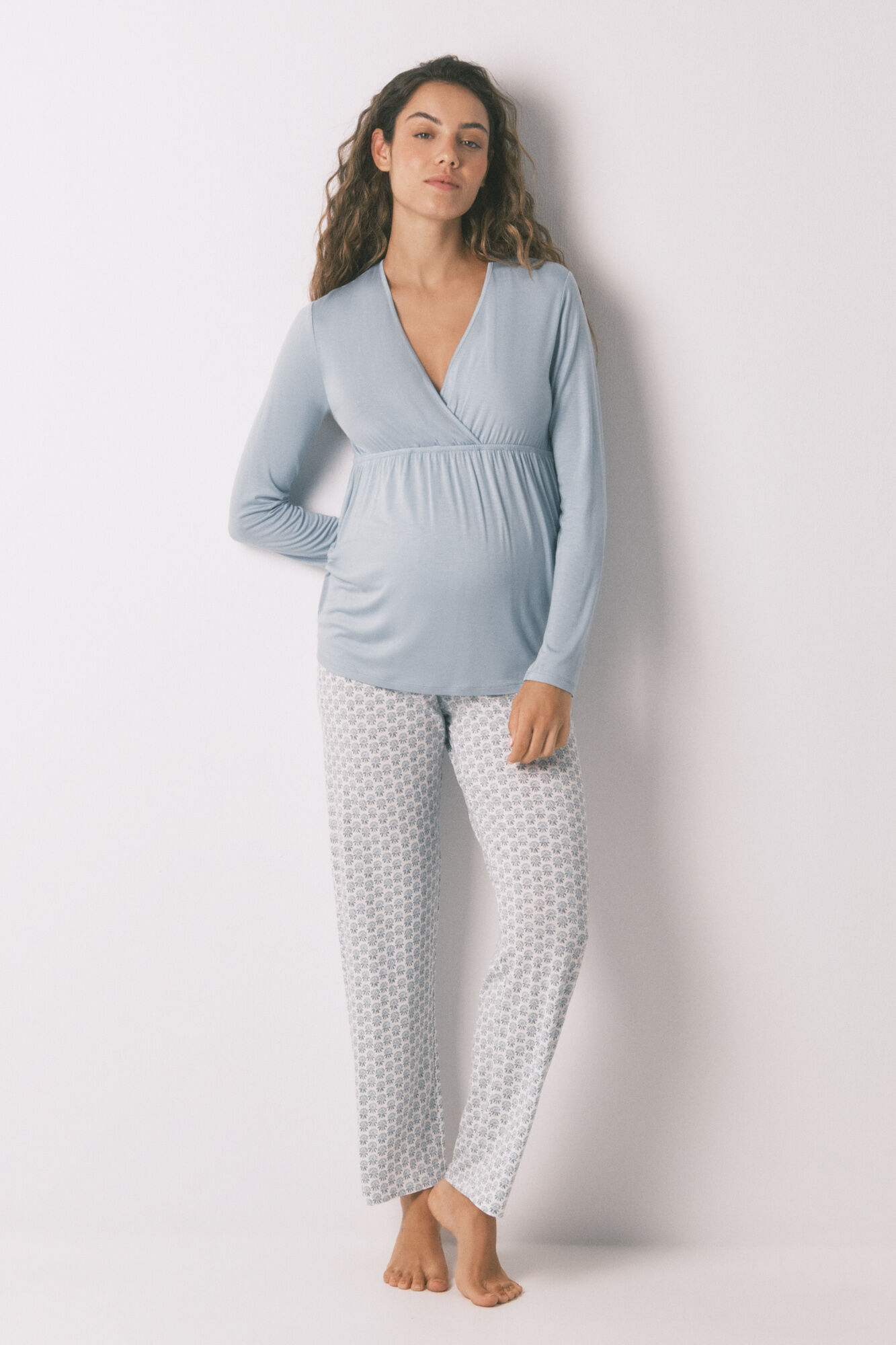 Women'secret Pijama Capri "maternity" t&eacute;cnica soft touch azul