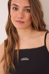 Women'secret Pijama curto de algodão preto com ponta preto