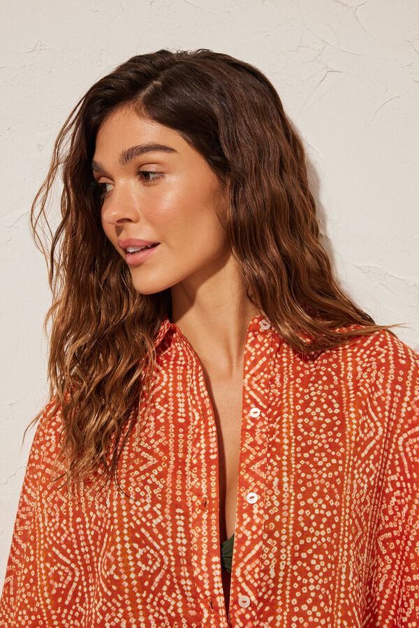 Women'secret Camisola praia impressa geom&eacute;trica castanho