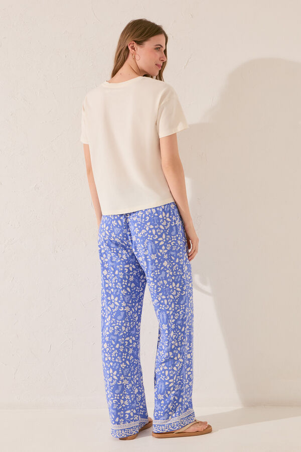 Women'secret Cal&ccedil;a comprida azul viscose estampado azul