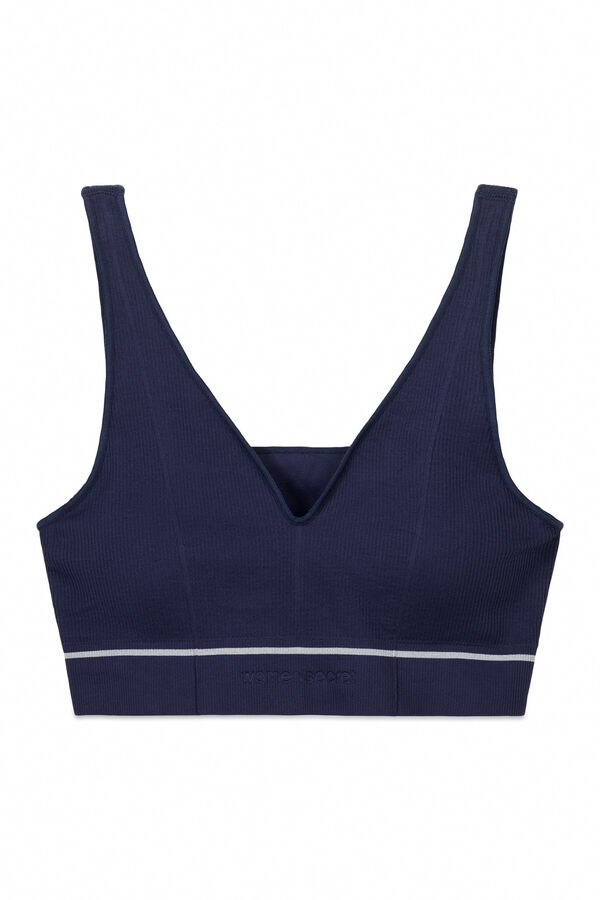 Women'secret Soutien canelado azul sem costura  azul