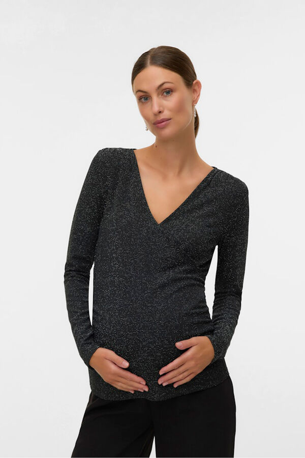 Mamalicious Top manga larga maternity y lactancia  negro