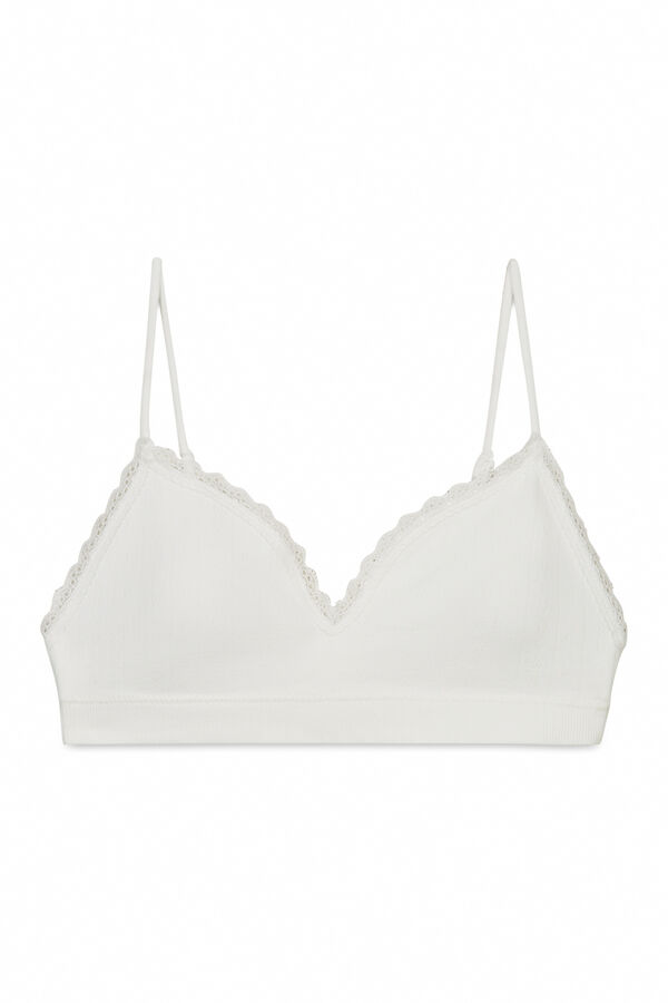 HI&BYE Soutien top sem costura de renda branco branco