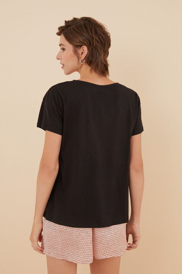 Women'secret T-shirt preta 100% algod&atilde;o preto