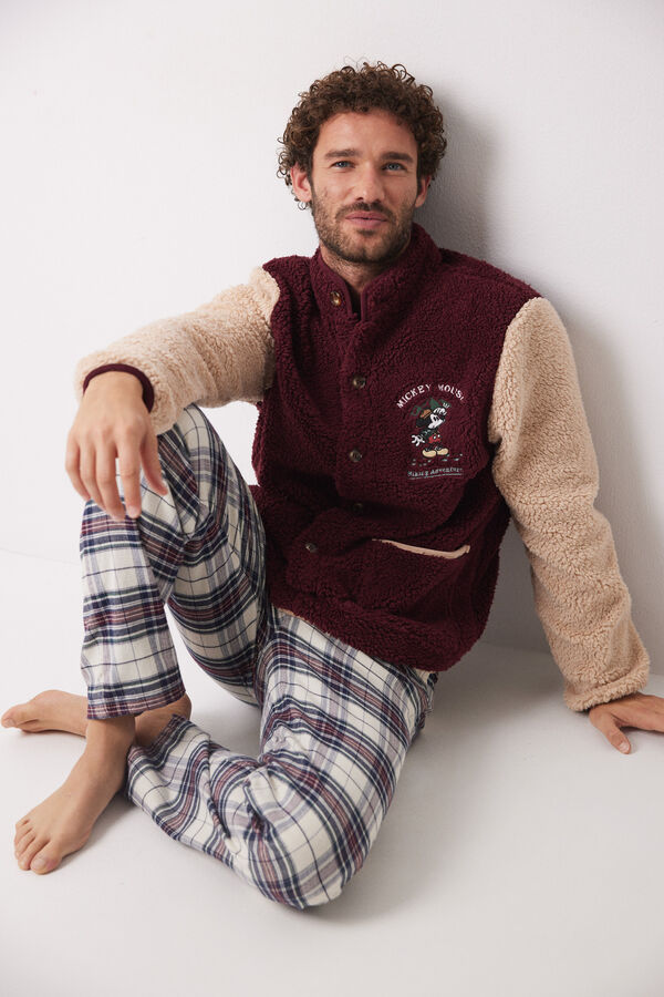 Women'secret Bata corta hombre Mickey Mouse borreguito burdeos