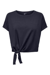 Only Play Camiseta crop con nudo azul