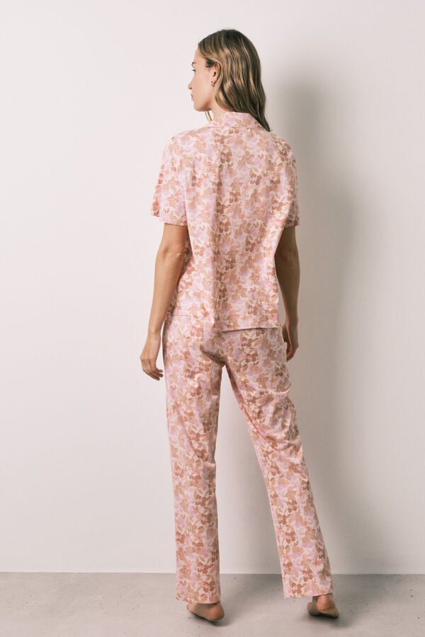 Women'secret Pijama comprido camiseiro em algod&atilde;o laranja vermelho