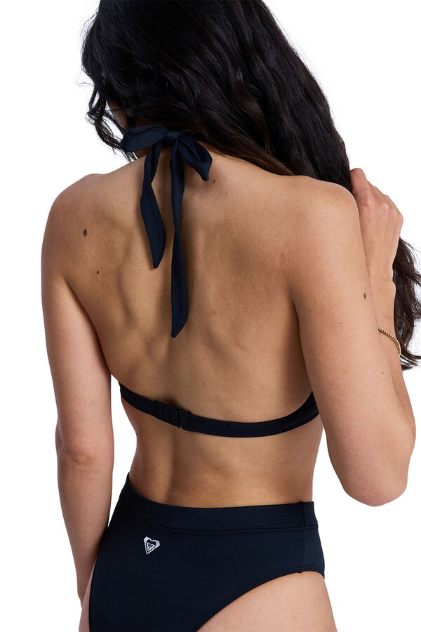 Roxy Top de biqu&iacute;ni triangular halter liso preto