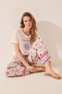 Women'secret Pantal&oacute;n largo estampado multicolor