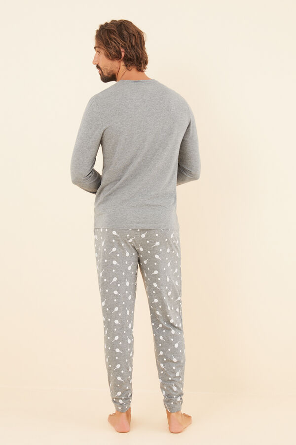 Womensecret Pijama largo hombre 100% algodón tenis gris
