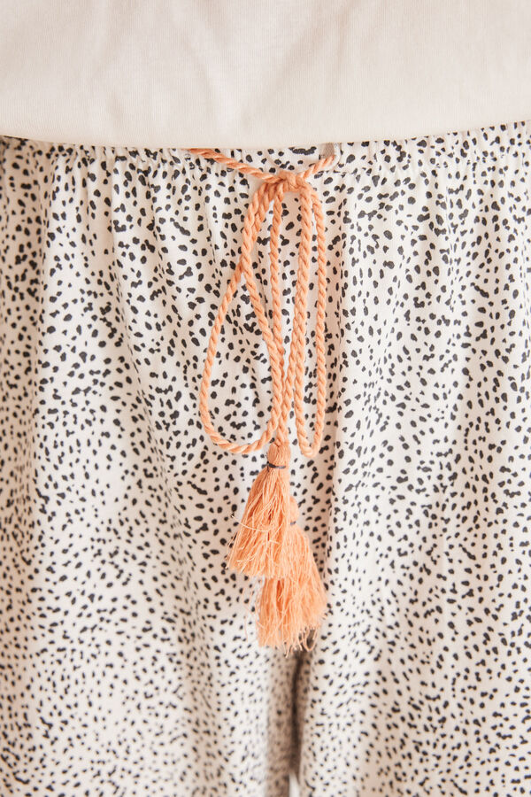 Women'secret Pijama Capri 100% algod&oacute;n marfil Stitch marfil