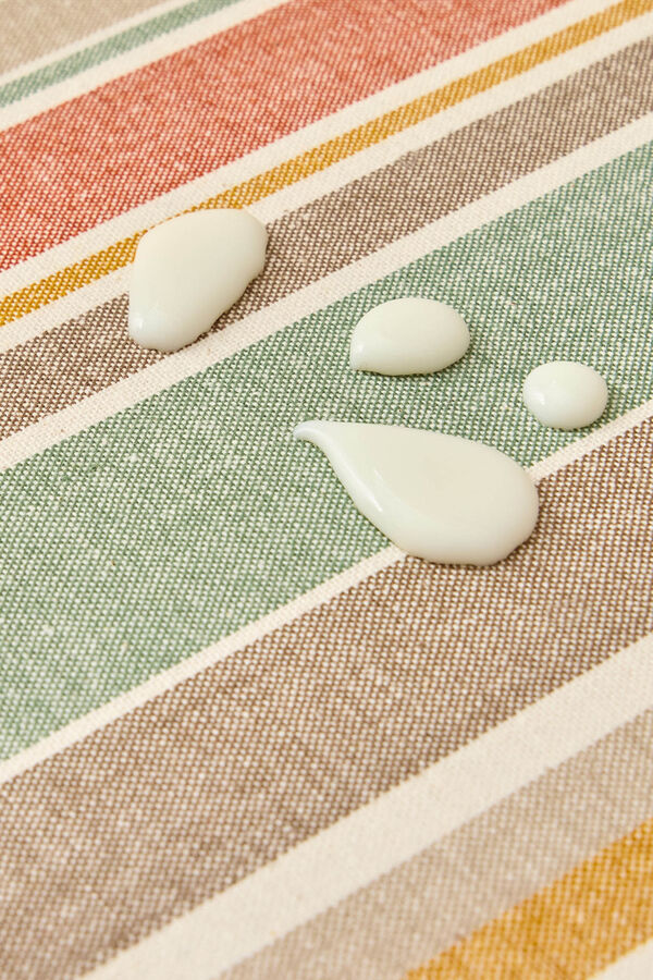 Textura Toalha de mesa riscas de algod&atilde;o resistente a manchas amarelo