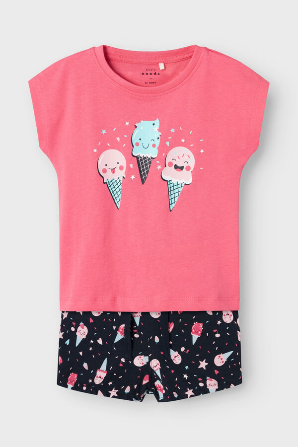 Name it Conjunto ni&ntilde;a manga corta rosa